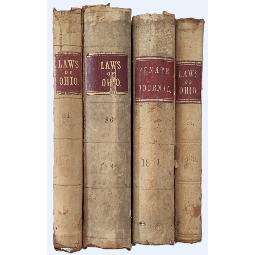 "LAWS of OHIO" & "SENATE JOURNAL" Lot of 4 Antique Books 1861-1889 Era Read